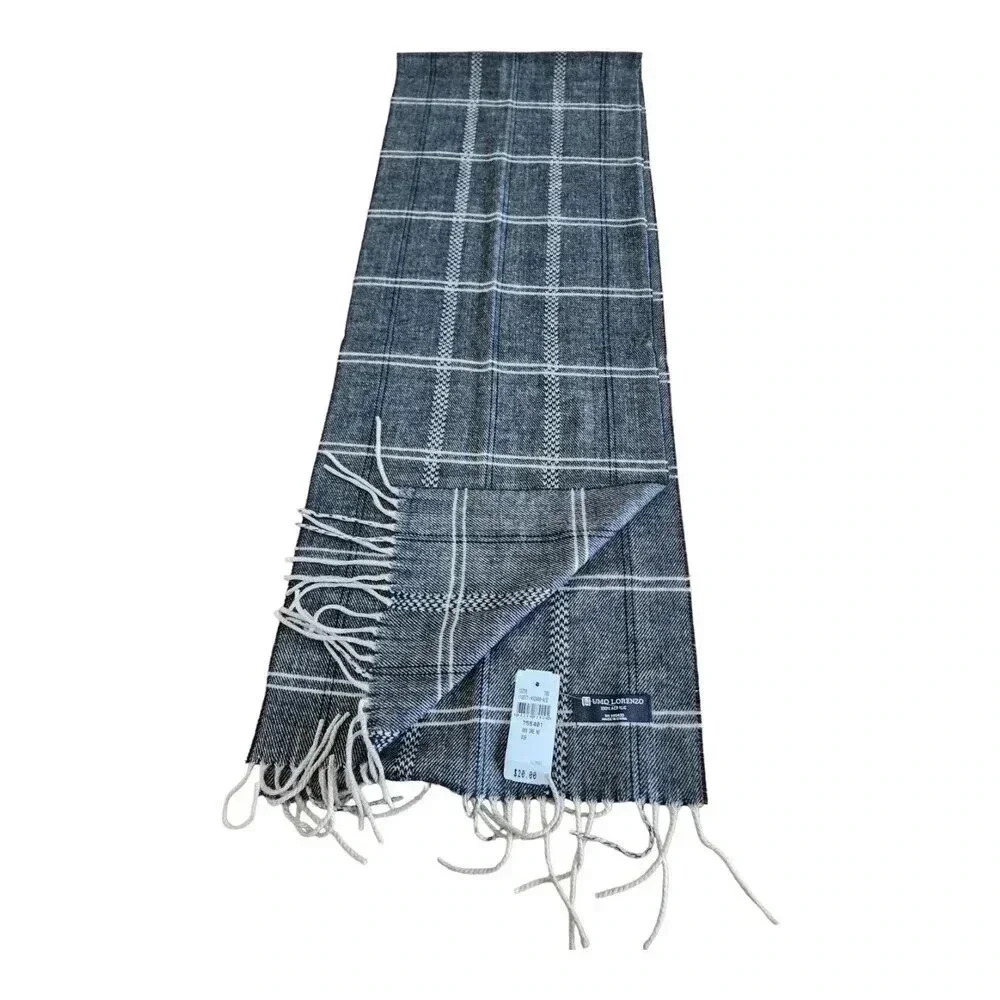 Umo Lorenzo Men’s Gray Plaid Acrylic Scarf